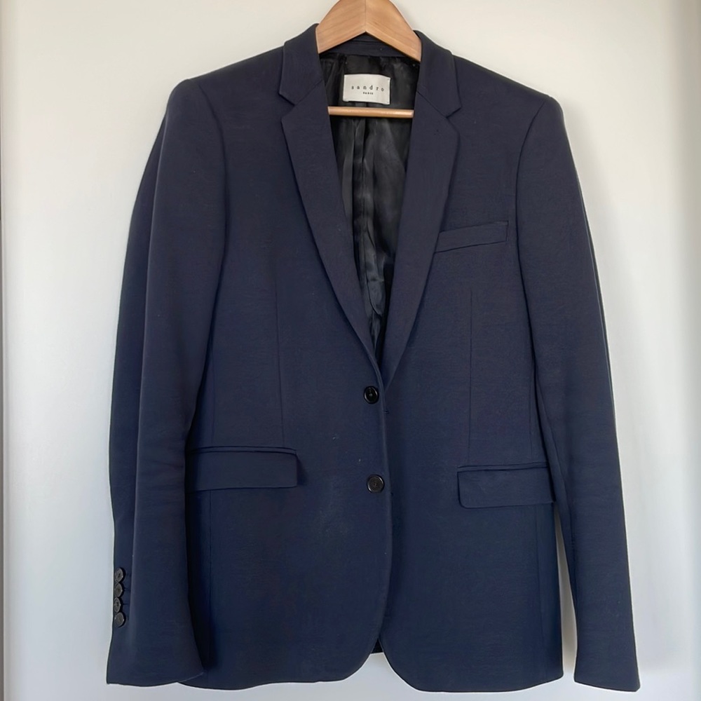Sandro navy single vent sports coat sz 46 EU 36 US
